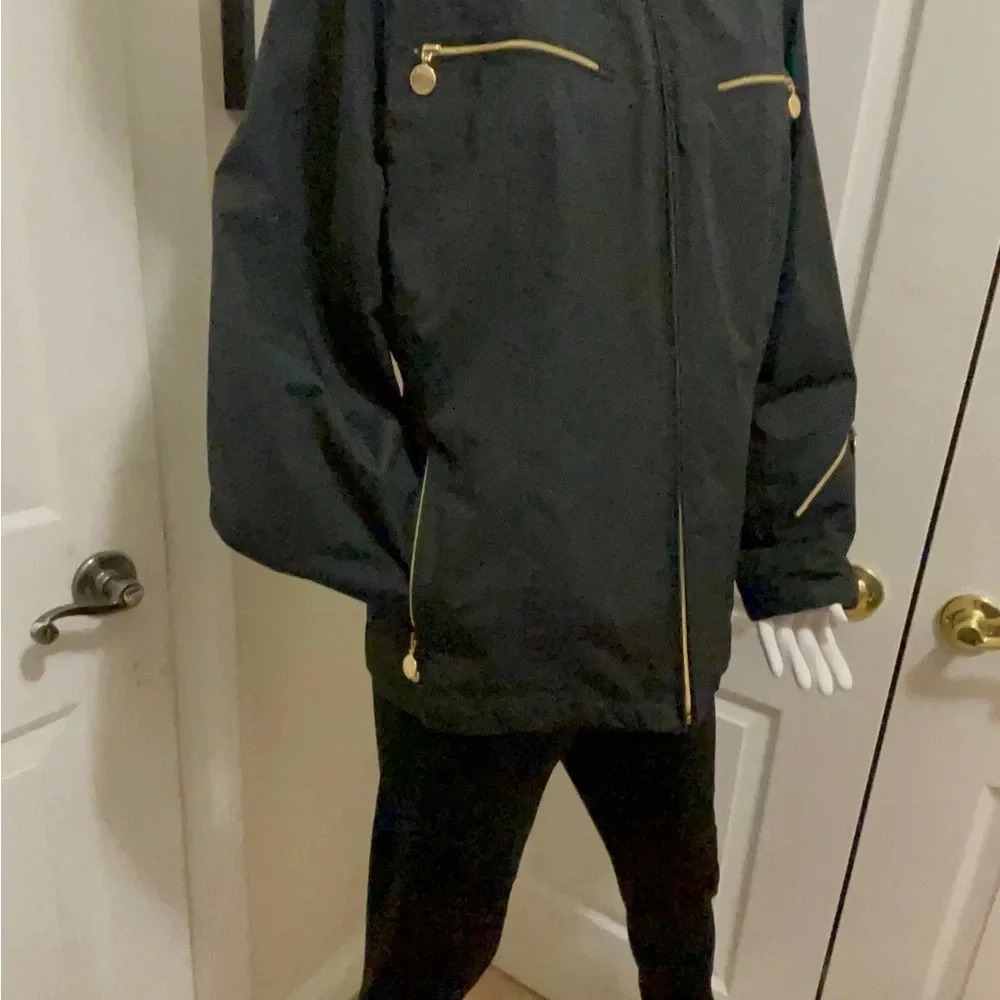 Calvin Klein stunning jacket gold hardware with double zipper. - Picture 2 of 16